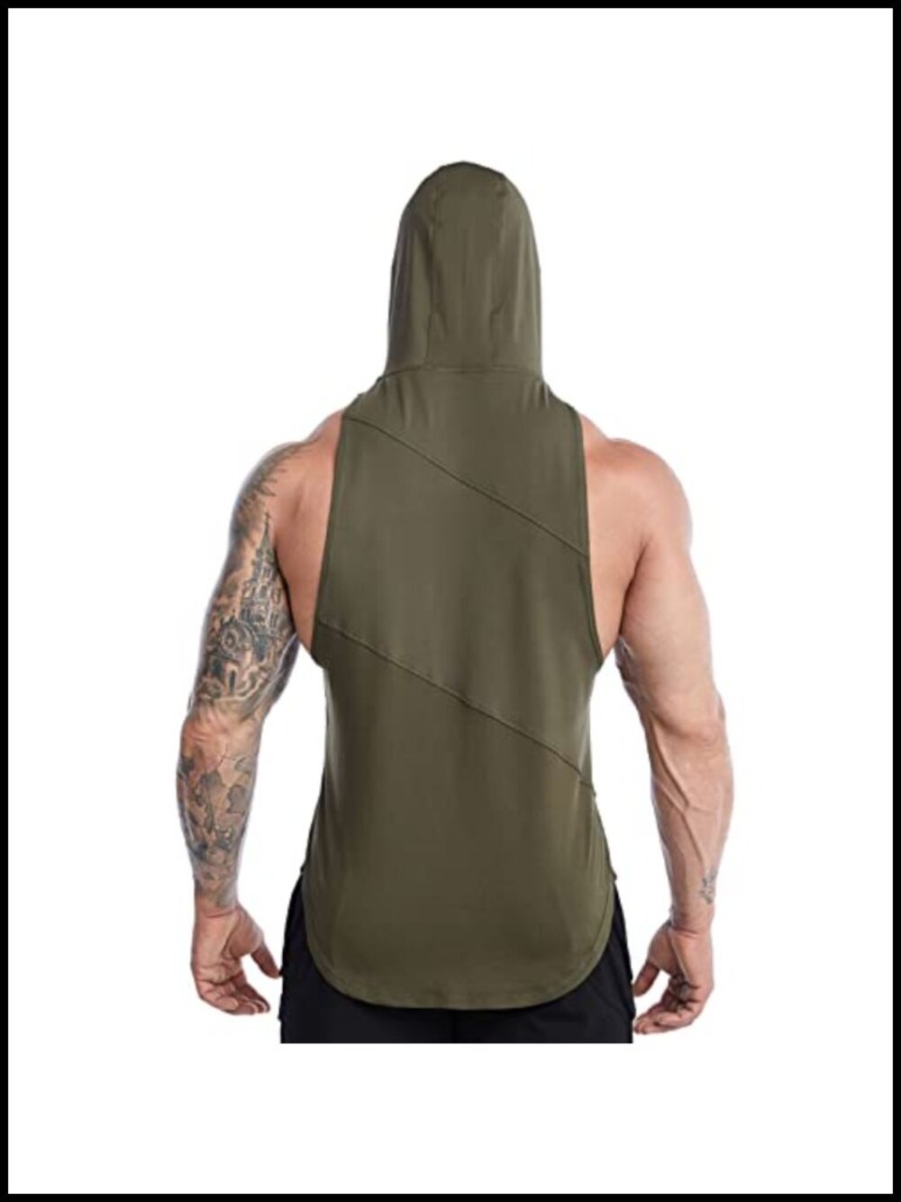 Men's Hooded Tank Top Sleeveless Muscle Workout Gym Stringer Shirt